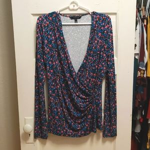 Multicolored Long Tall Sally Long Sleeve Wrap Shirt, Size Large